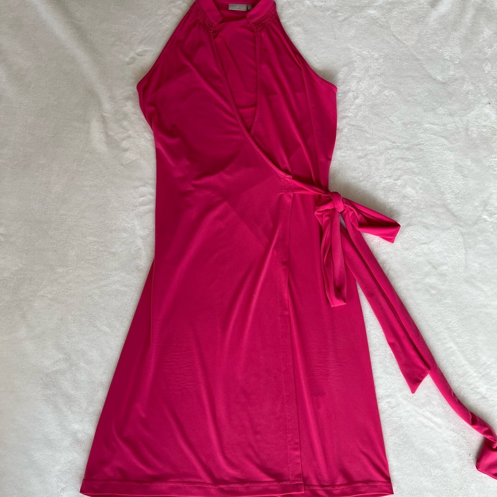 Ellie Kai Dress - Bright Pink, wrap dress, hits at the knee